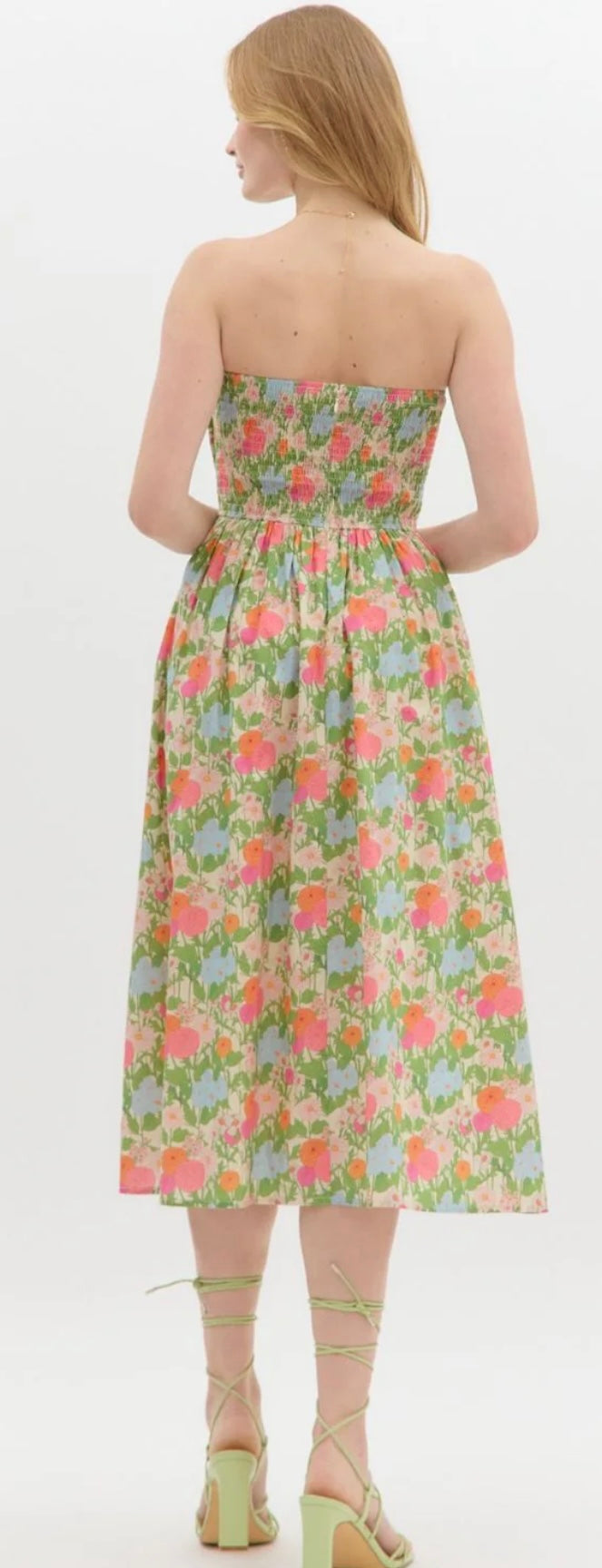 Garden Party Pleated Top Midi Dress