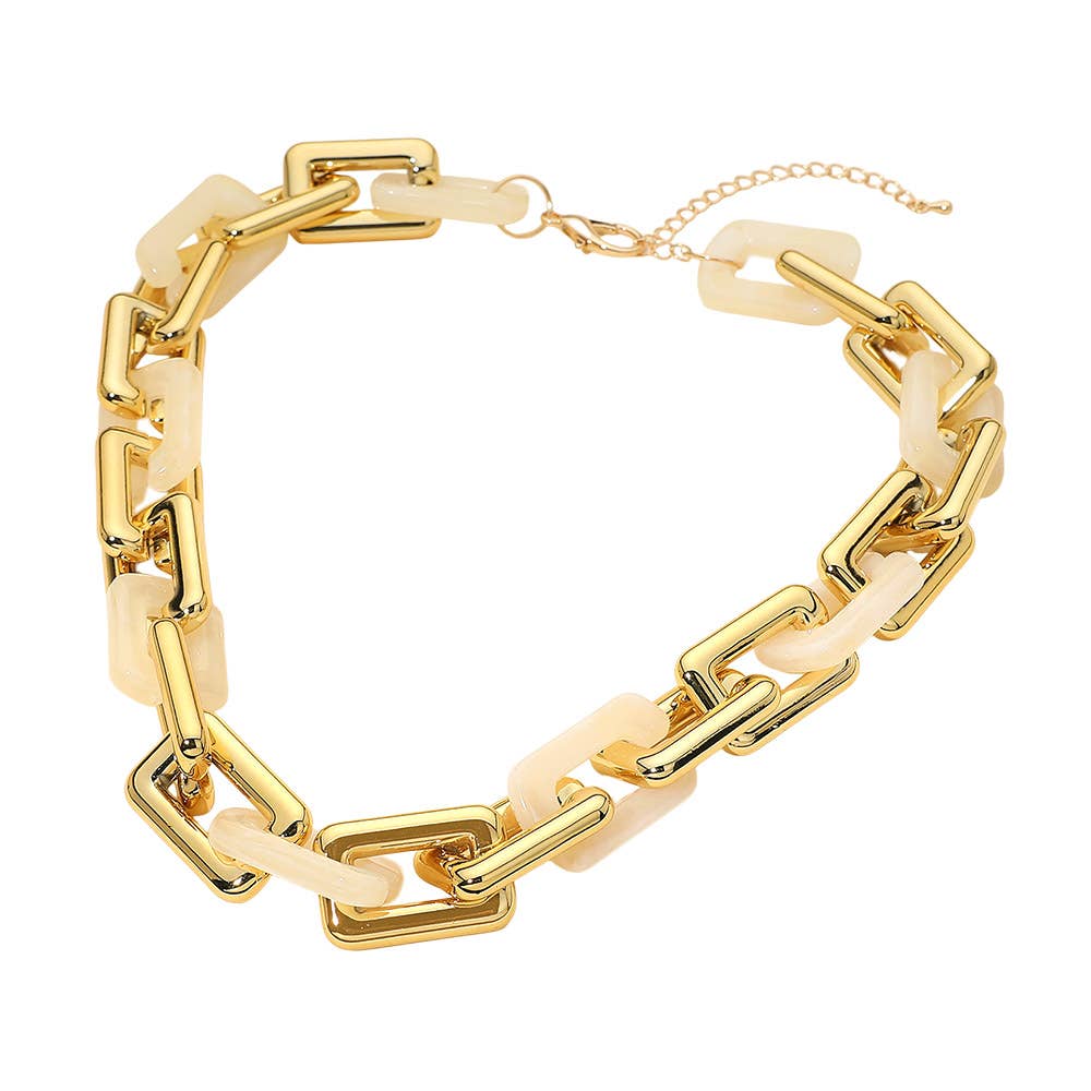 Chunky Geometric Resin Link Statement Necklace