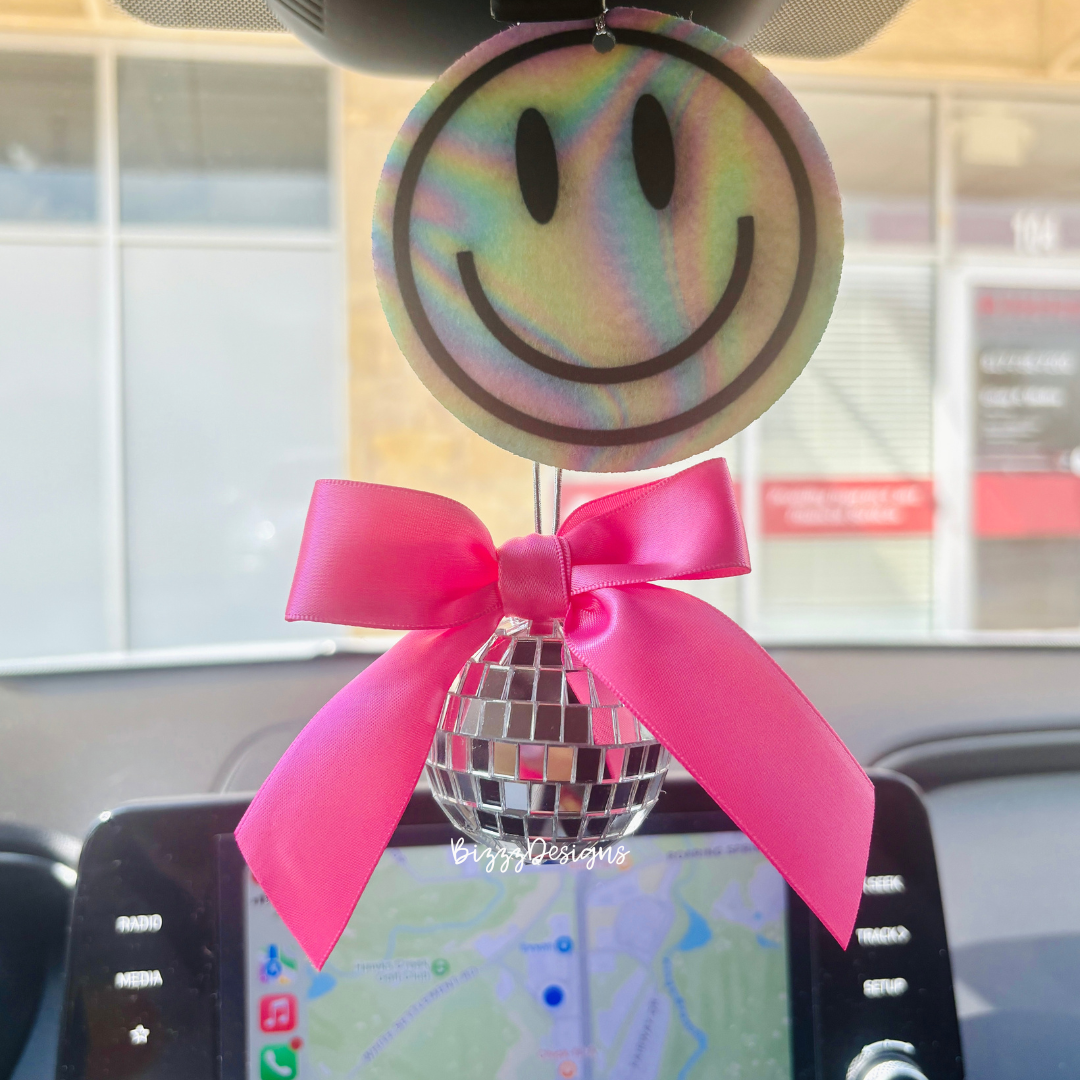 Pink Bow Disco Car Charms | Disco Car Charm | Coquette Car