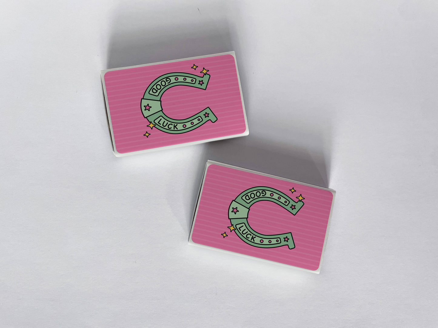 Good Luck Horseshoe Pink Stripes Matchbook