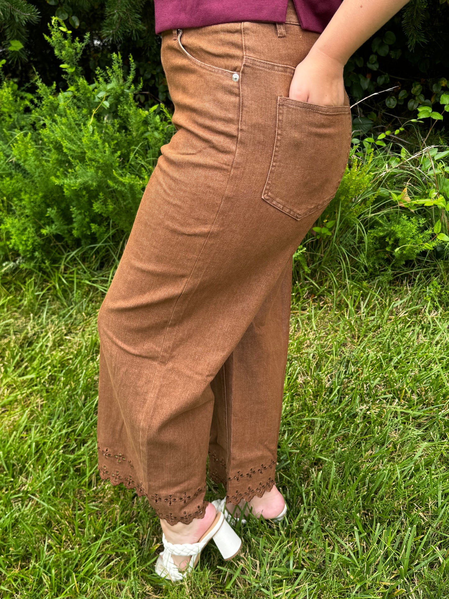 Coffee Scalloped Denim