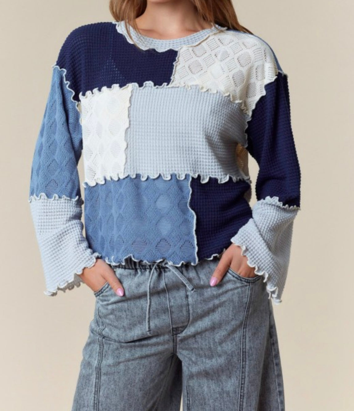 Blue Patchwork Top
