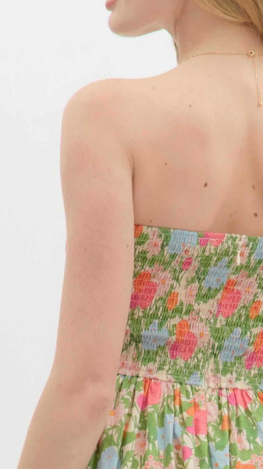 Garden Party Pleated Top Midi Dress