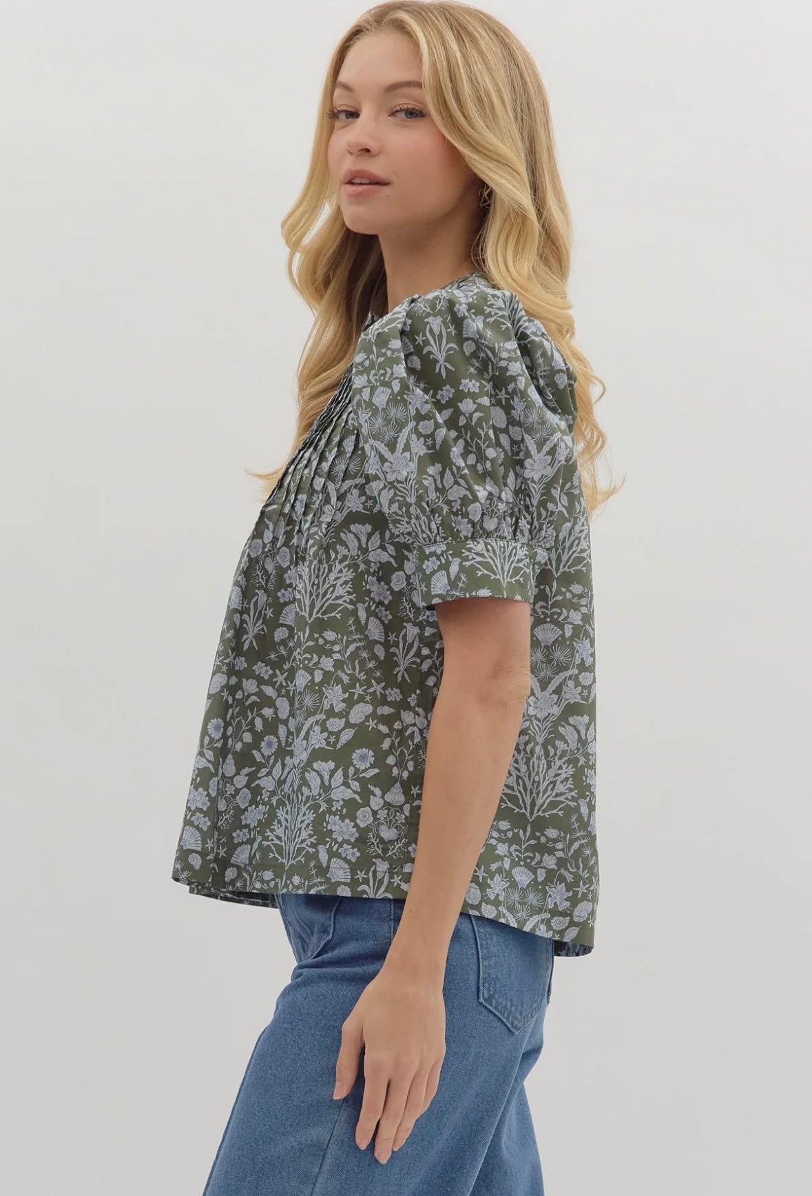 Blue Garden Floral Top