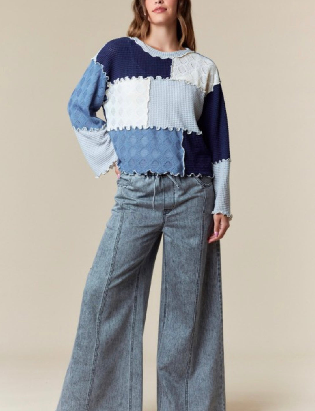 Blue Patchwork Top