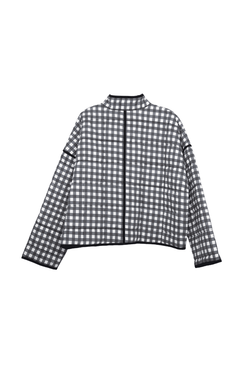 Black & White Checkered Quilted Jacket for Women