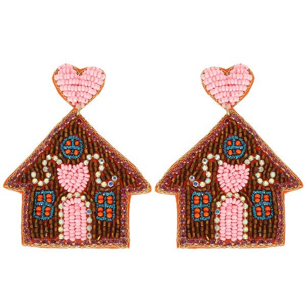 CHRISTMAS GINGERBREAD HOUSE EARRINGS E16171