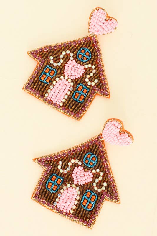 CHRISTMAS GINGERBREAD HOUSE EARRINGS E16171