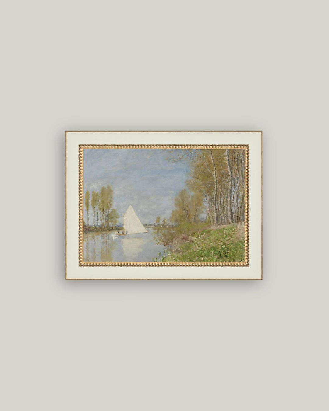 Small Boat on the Seine Framed Antique Art