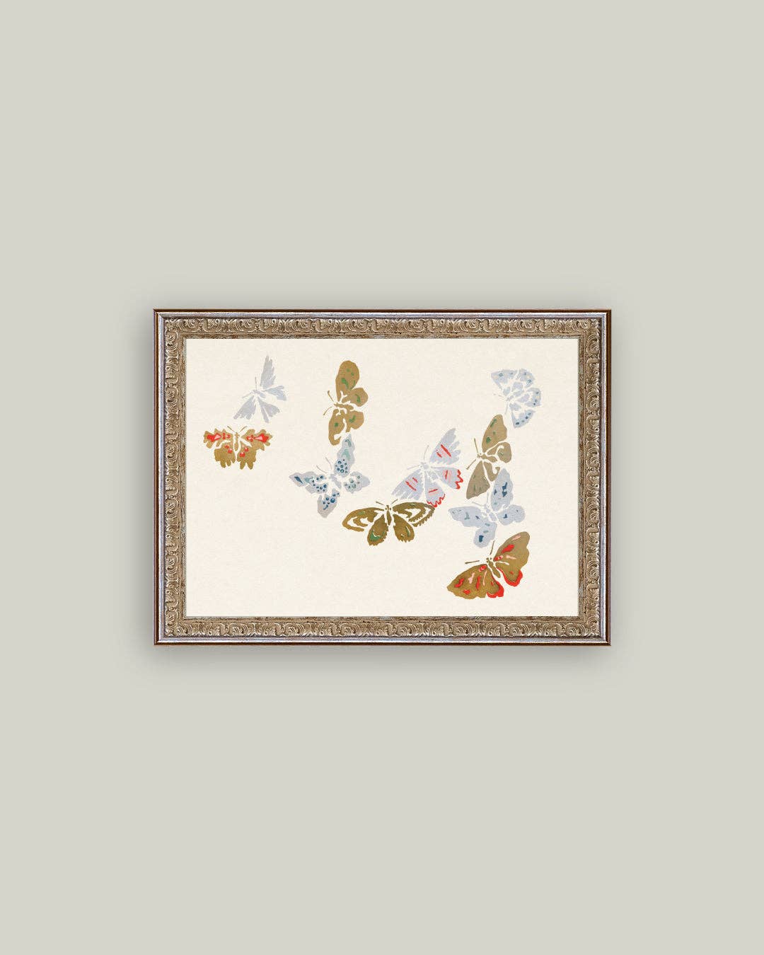 Butterfly Watercolor Framed Antique Art