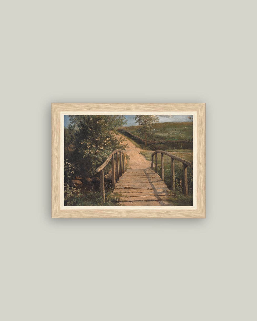Bridge over a Stream in Assens Framed Antique Art