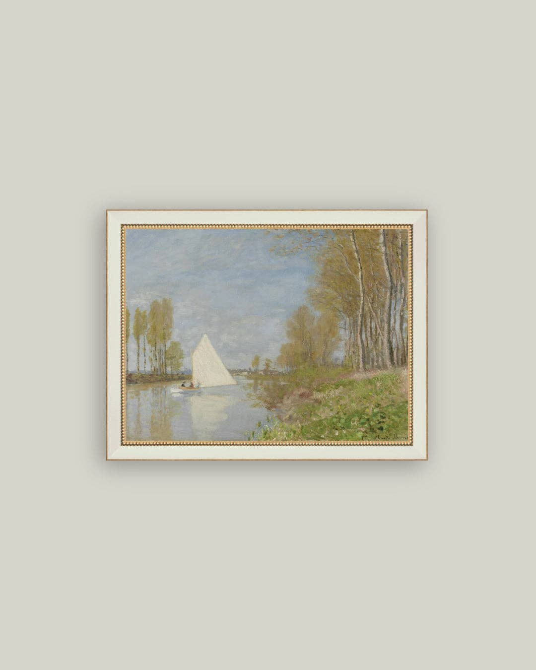 Small Boat on the Seine Framed Antique Art