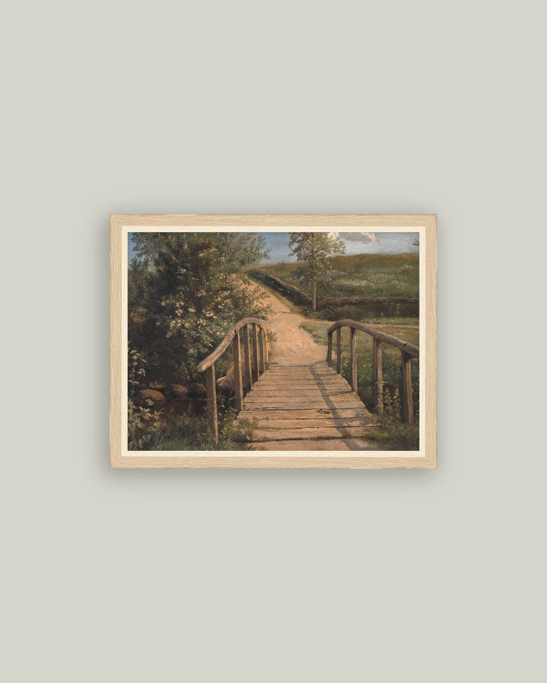 Bridge over a Stream in Assens Framed Antique Art