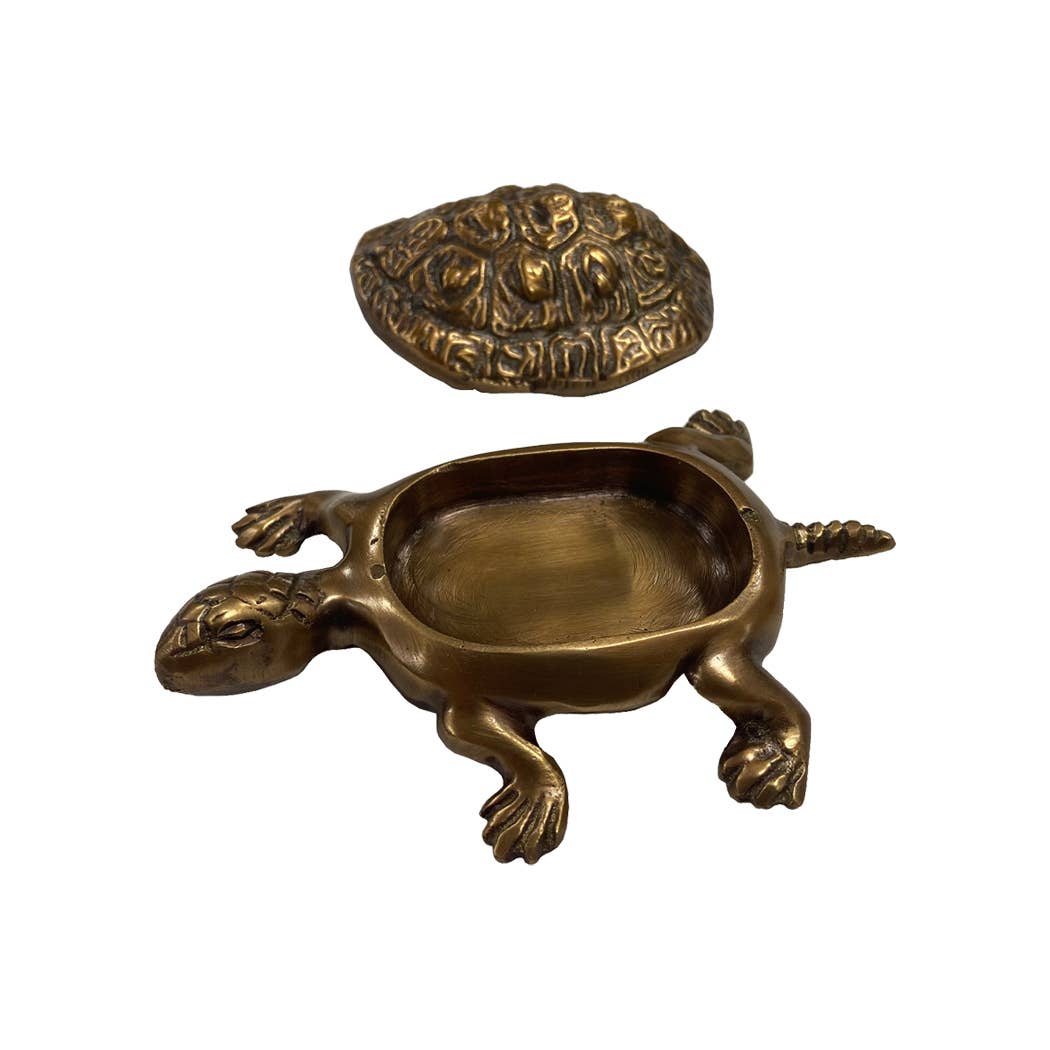 Antiqued Brass Turtle Box Tabletop Desk Decor | Home accents