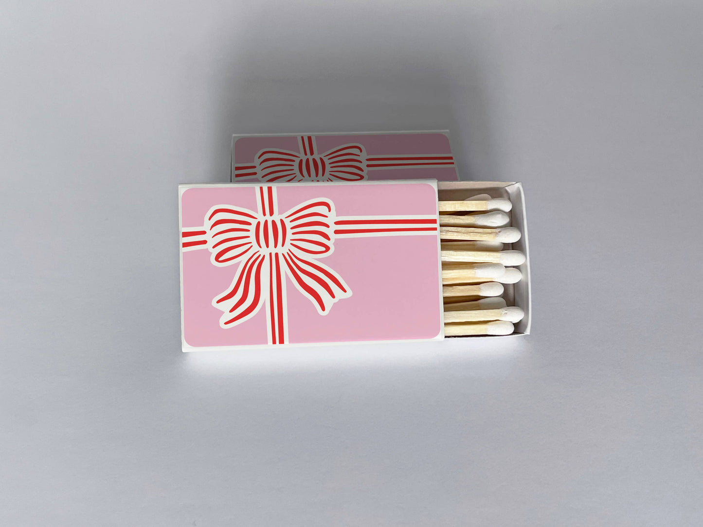 Red and Pink Stripe Bow Matchbook