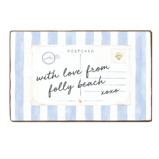 Coastal Postcard Personalized Block Sign | Coastal Decor