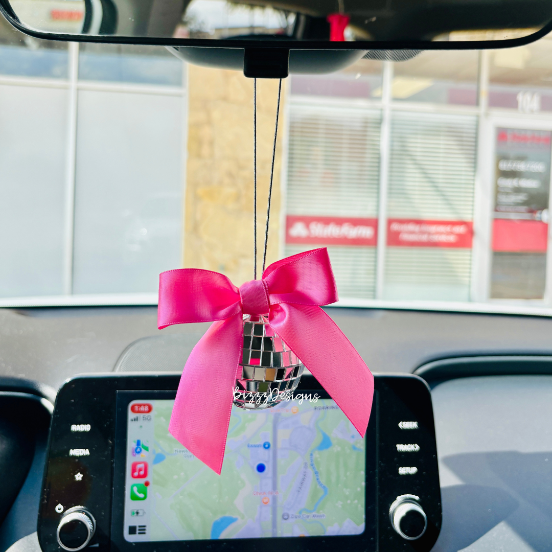 Pink Bow Disco Car Charms | Disco Car Charm | Coquette Car