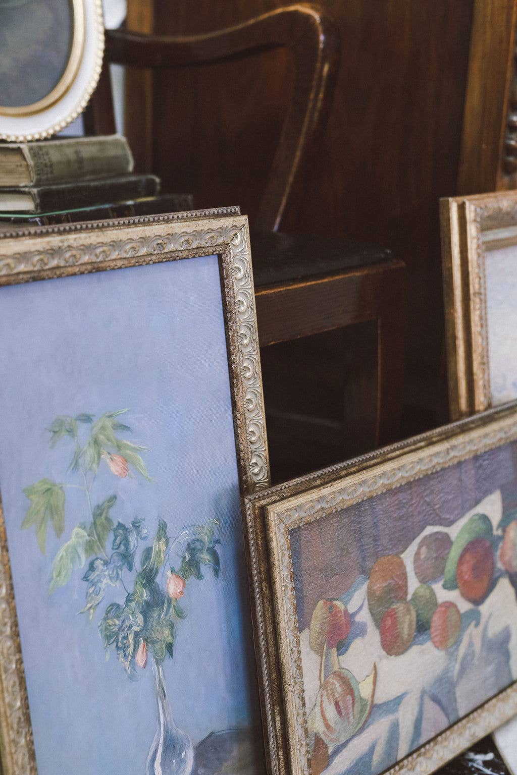 Flowers in a Glass Vase Framed Antique Art
