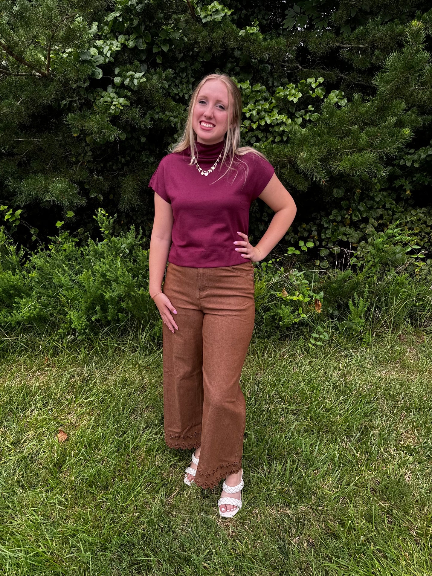 Coffee Scalloped Denim