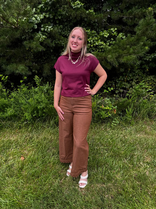 Coffee Scalloped Denim