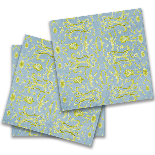 Blue & Chartreuse Chinoiserie Cocktail Napkin