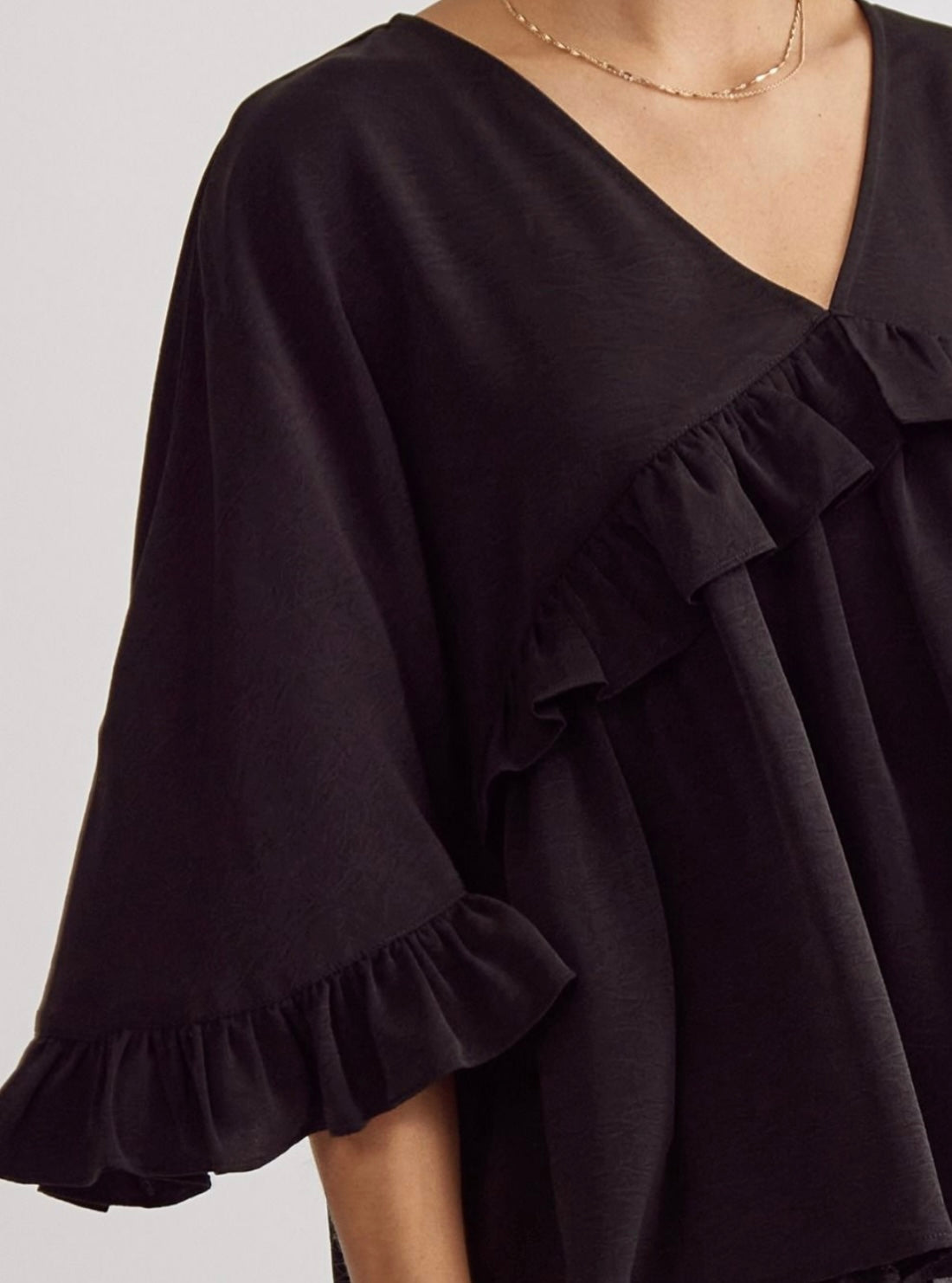 Black Ruffled Top