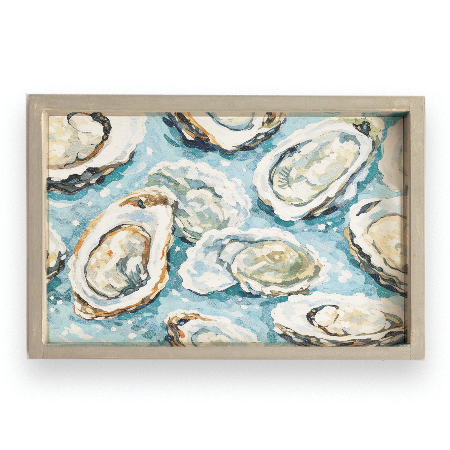 Oyster Pattern Serving Tray | Wooden Tray | Coastal Decor