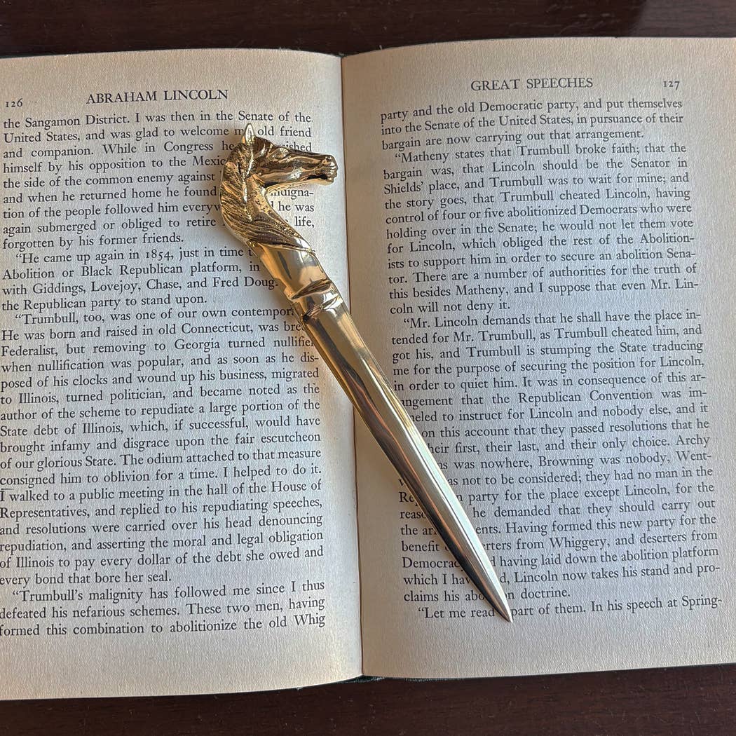 Solid Polished Brass Horse Head Letter Opener | Stationery