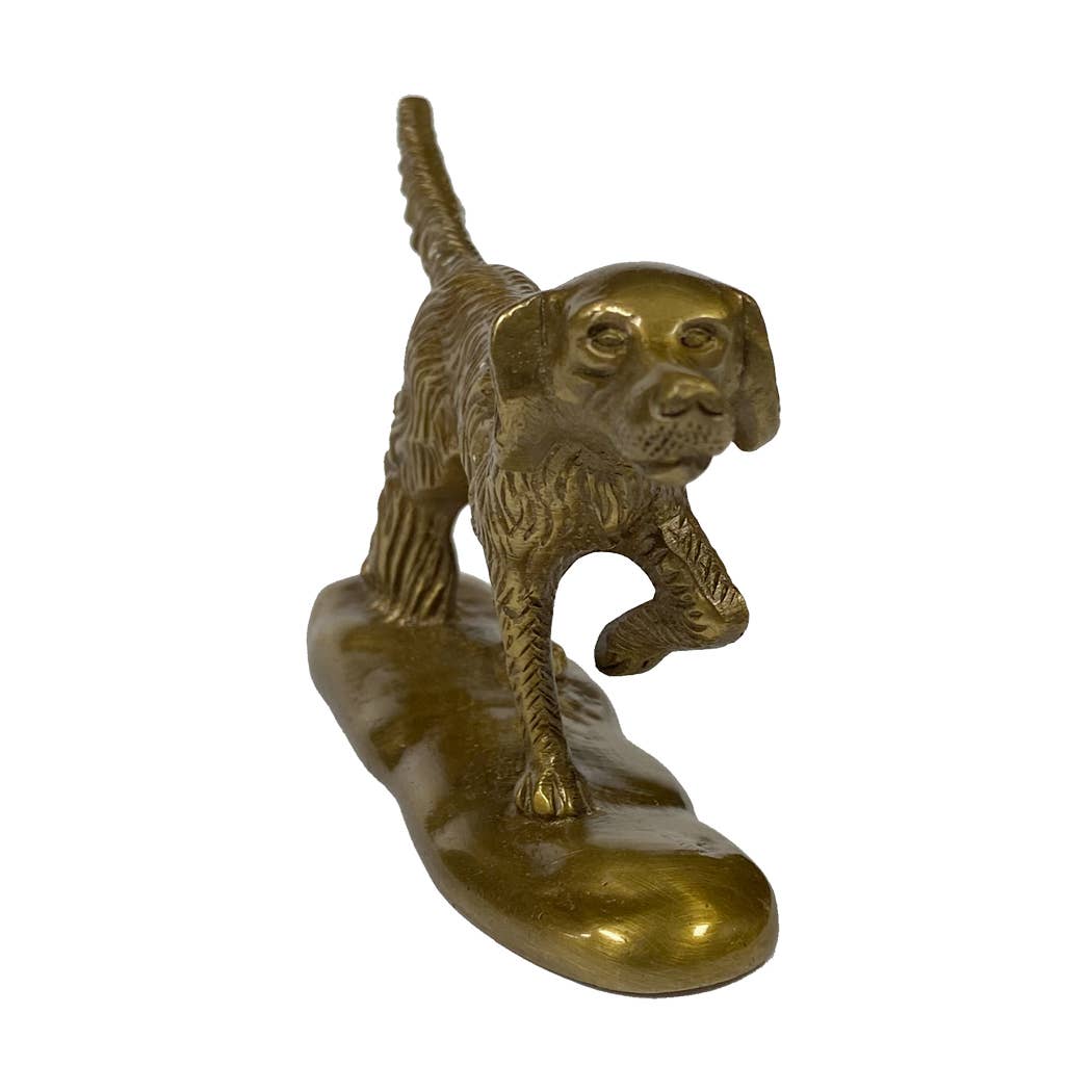 Solid Brass Pointer Dog Paperweight | 6” | Home accents