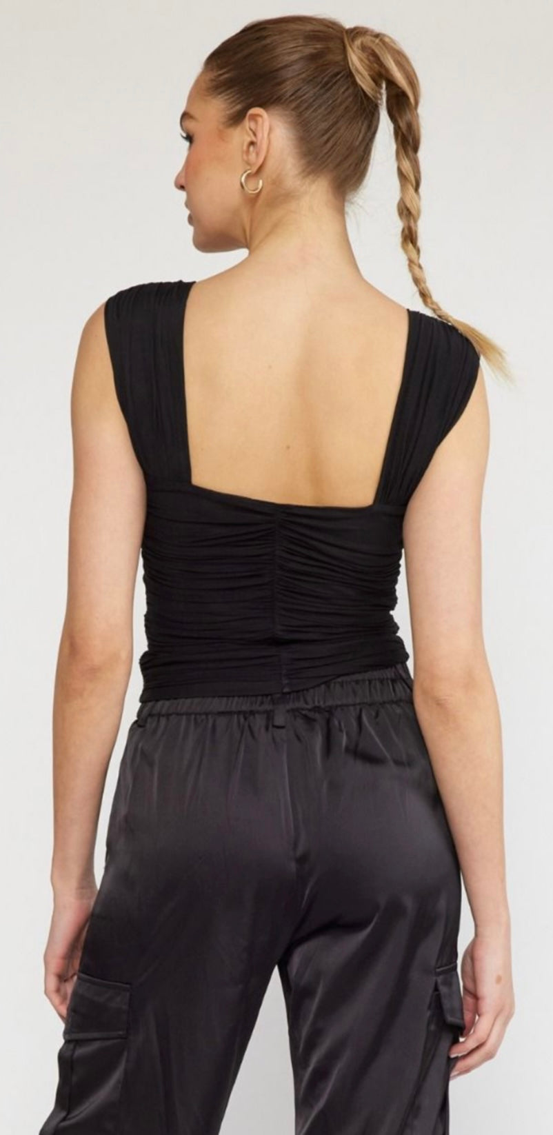 Black Ruffled Tank Top