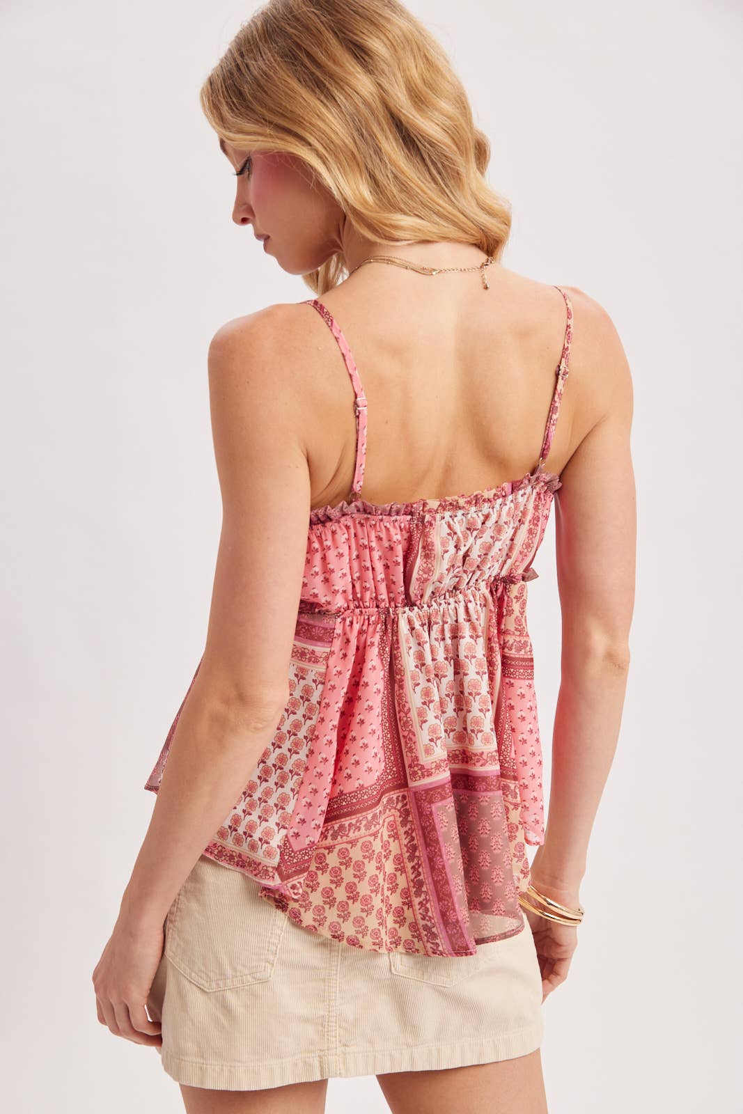 BOHO PATCHWORK PRINTE V-NECK TANK TOP