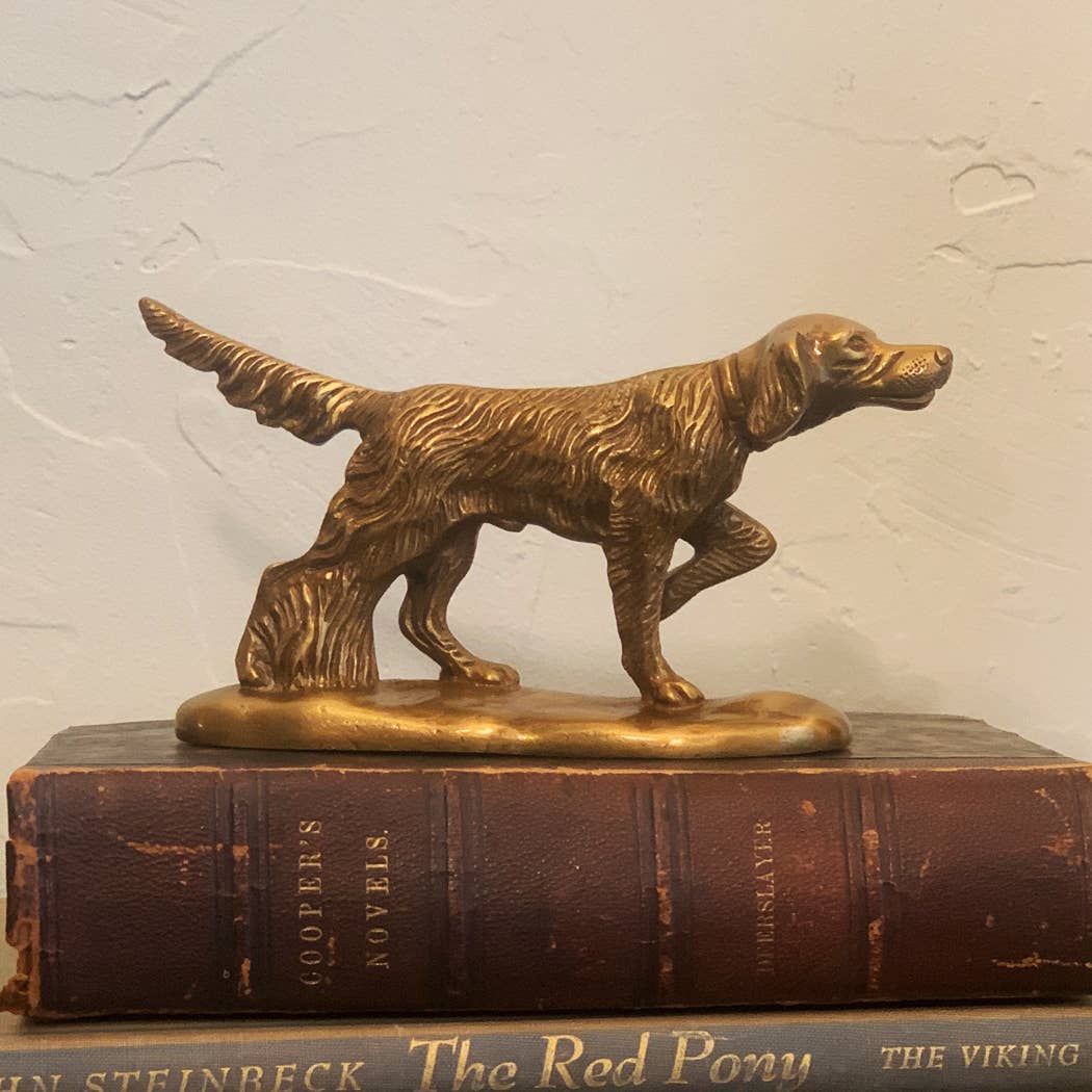 Solid Brass Pointer Dog Paperweight | 6” | Home accents
