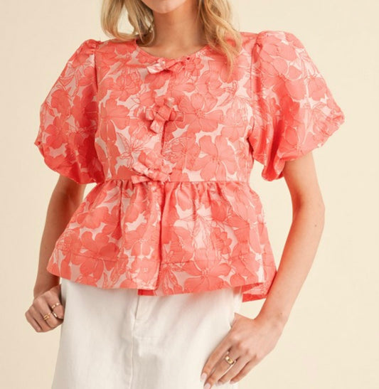 Coral Bow Top