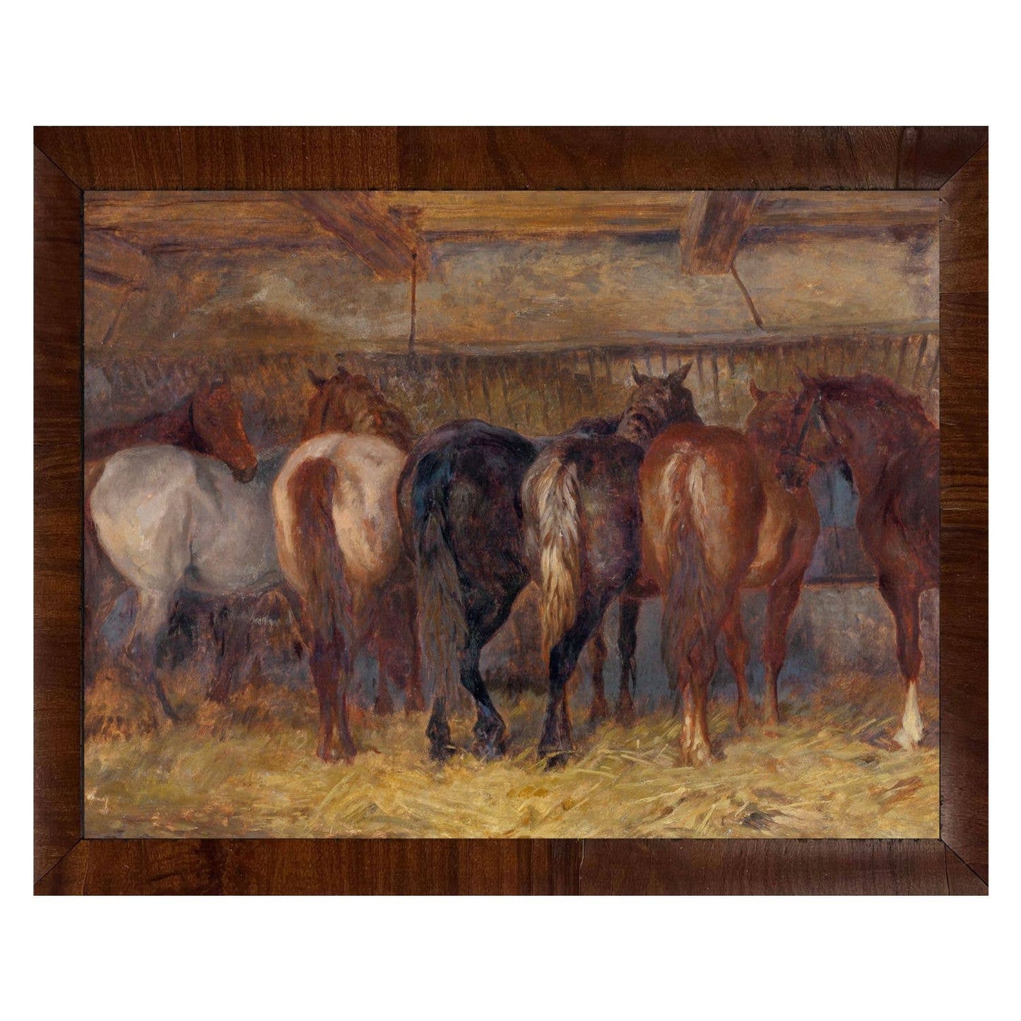 Vintage horses in stable