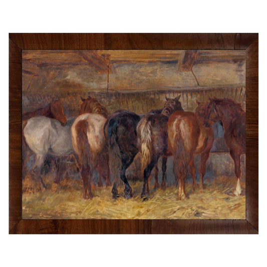 Vintage horses in stable