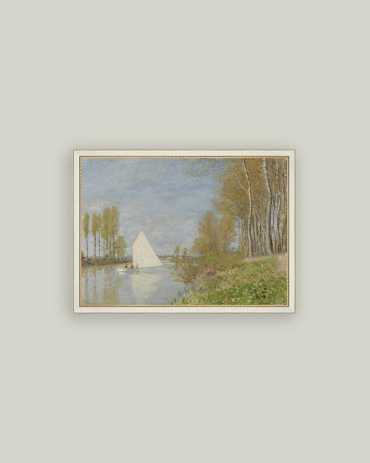 Small Boat on the Seine Framed Antique Art
