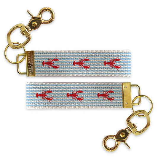 Lobster Blue Stripe Keychain | Coastal Keychain