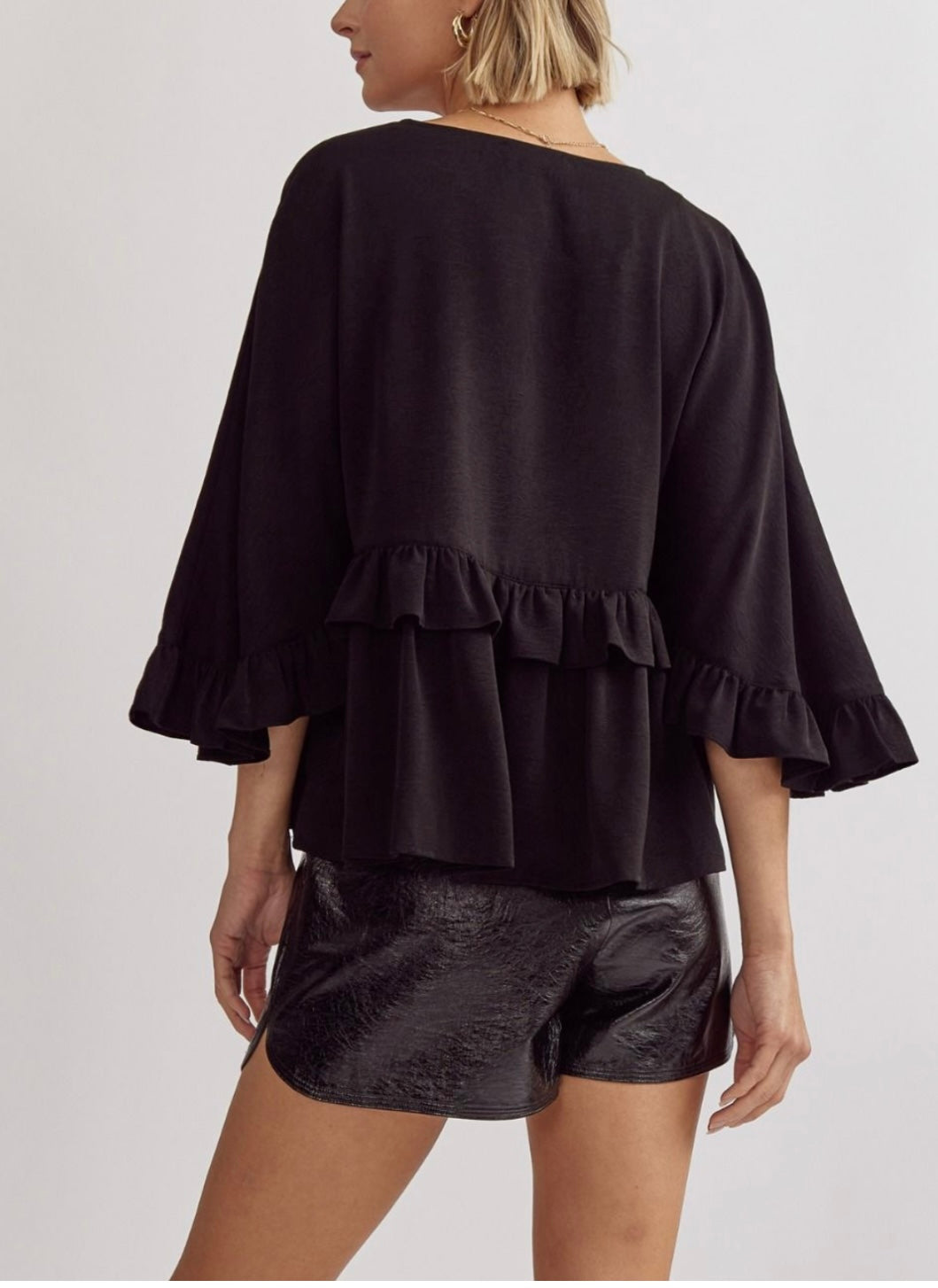 Black Ruffled Top