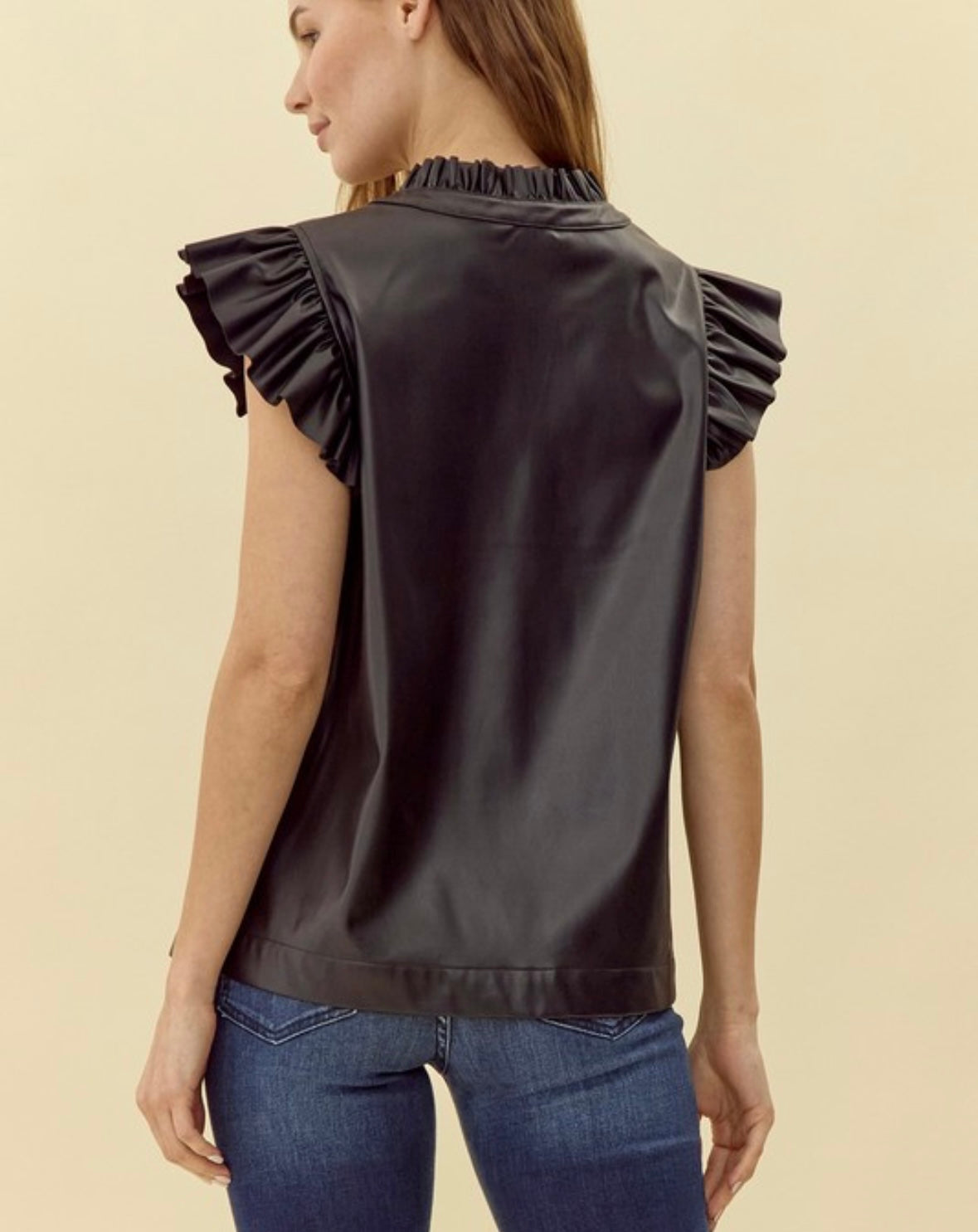Leather Ruffled Top