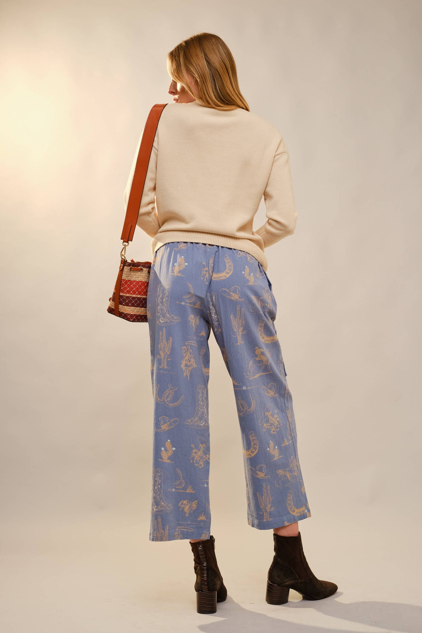 52269W Pony Embroidery Crew Neck Pull Over Sweater