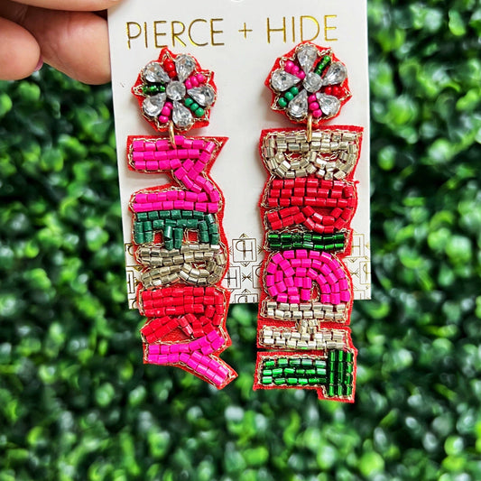 Merry + Bright Beaded Earring| Christmas Earrings