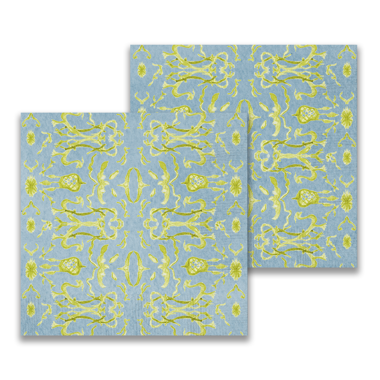 Blue & Chartreuse Chinoiserie Cocktail Napkin
