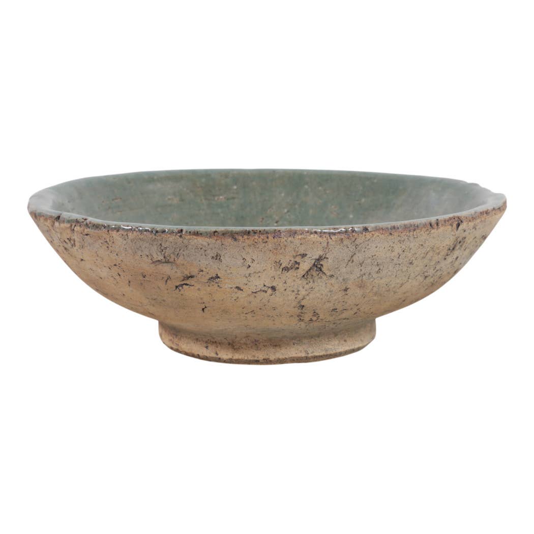 Decorative Bowl - Green/Brown Terracotta Two-Tone, 12 in.
