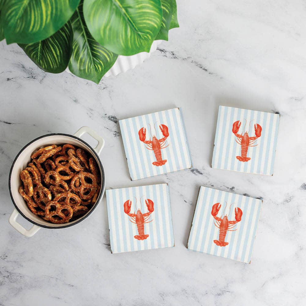 Seaside Lobster Coaster Set | Wooden Coasters