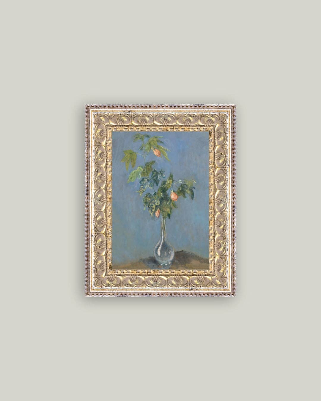 Flowers in a Glass Vase Framed Antique Art