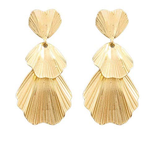 Tiered Gold Shell Earring| Southern Earrings| Resort Earring