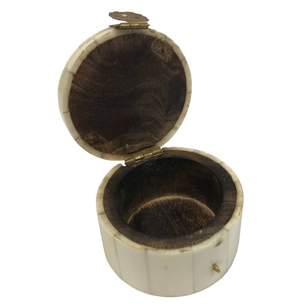 Horse Head Design Round Jewelry - Trinket Bone Box, 2-1/4"