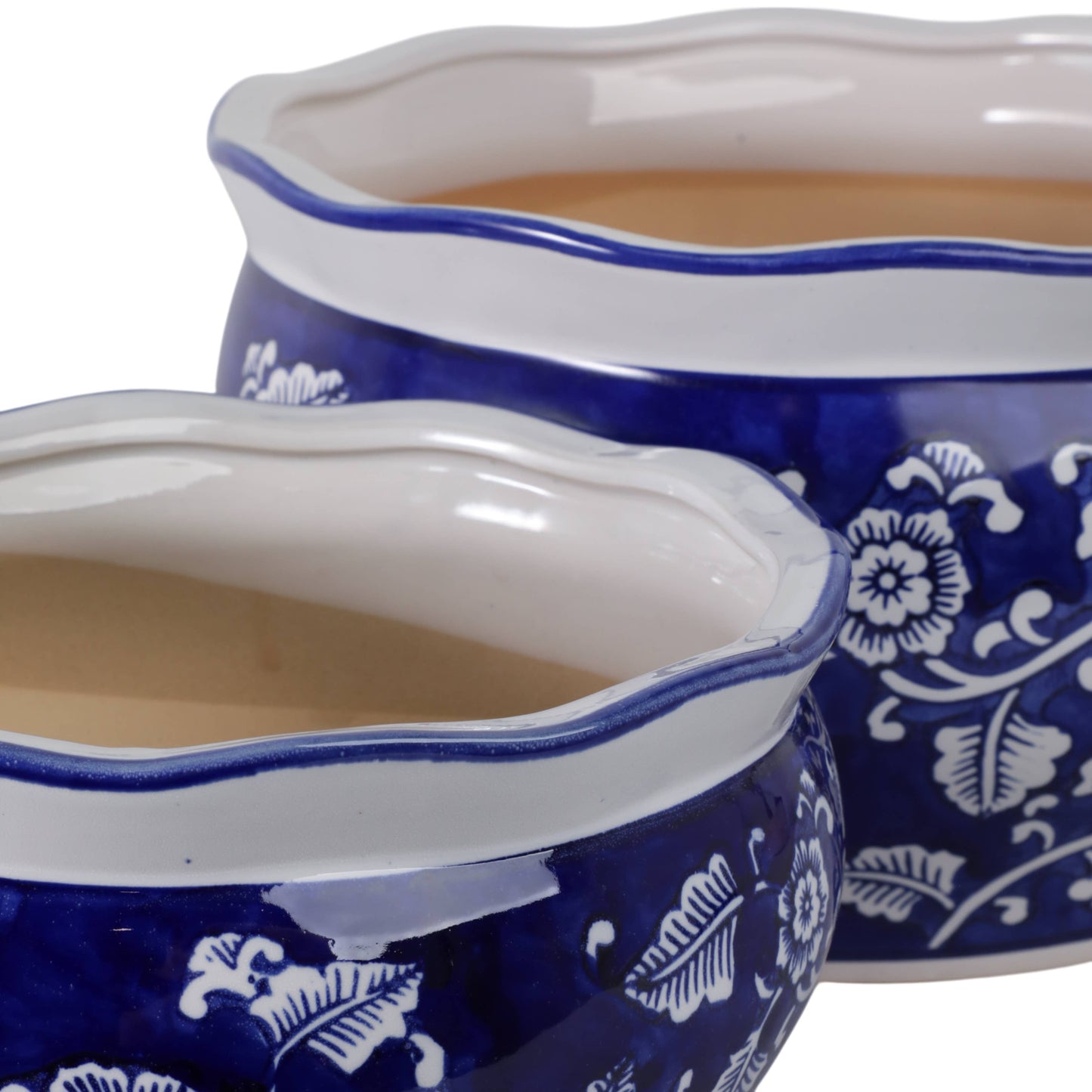 Ceramic Chinoiserie Planters Set of 2 - Blue, 10/12 in.