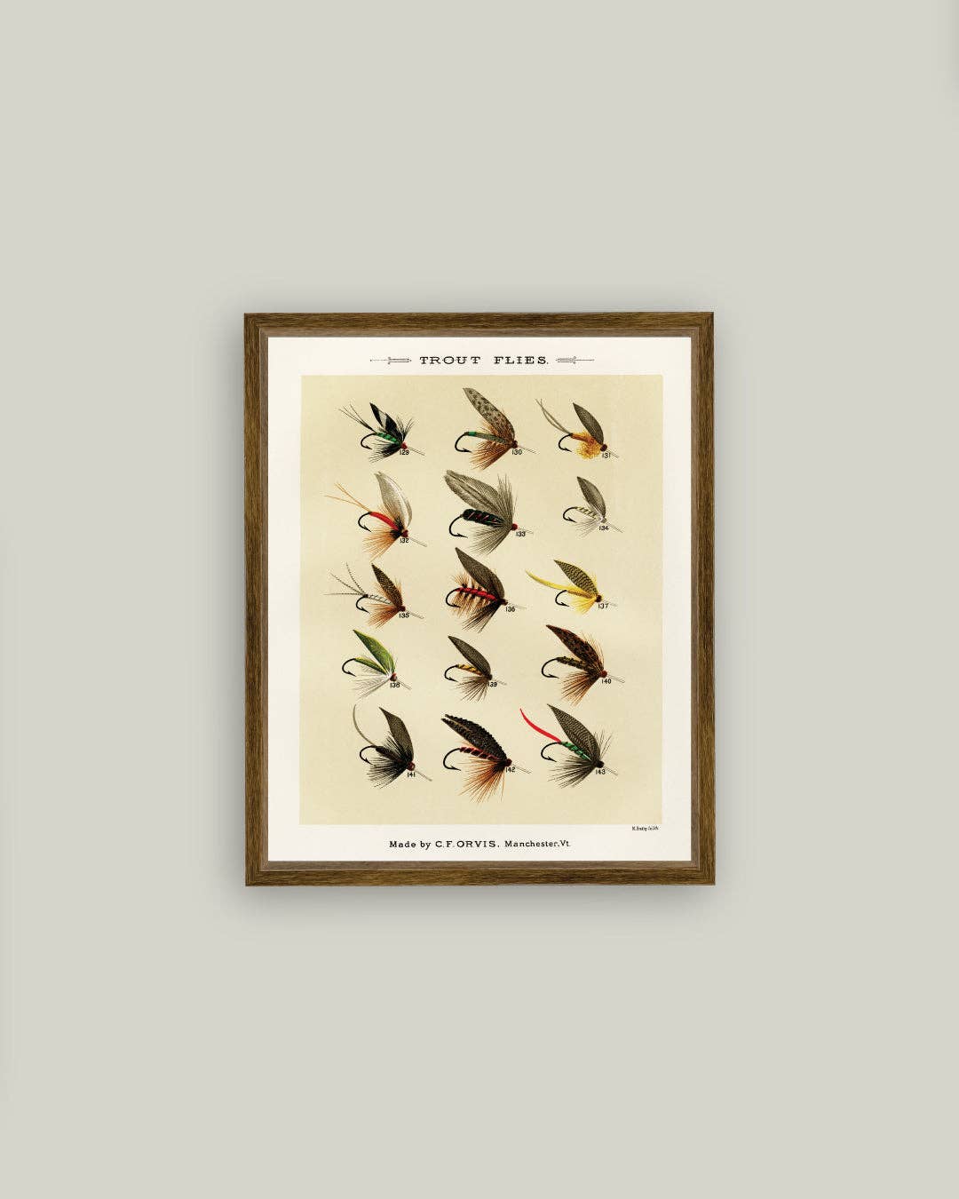 Trout Flies Framed Antique Art