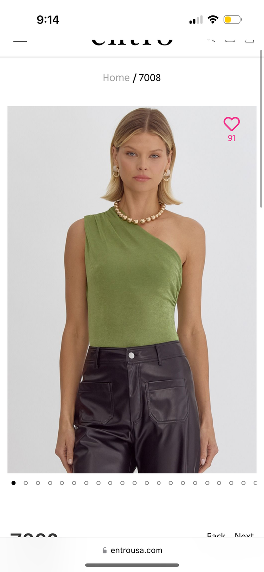 One Shoulder Avocado Body Suit